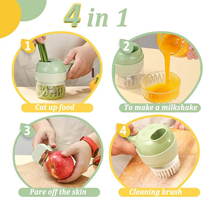Rechargeable 4 In 1 Handheld Vegetable Cutter