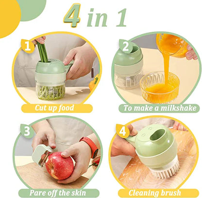 Rechargeable 4 In 1 Handheld Vegetable Cutter