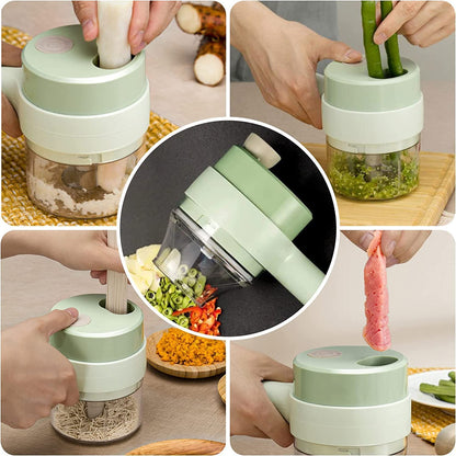 Rechargeable 4 In 1 Handheld Vegetable Cutter
