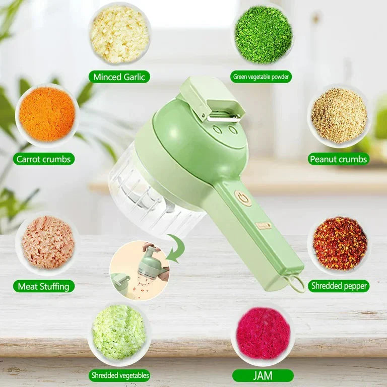 Rechargeable 4 In 1 Handheld Vegetable Cutter