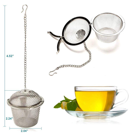 Stainless Steel Tea Infuser with Chain – Fine Mesh Loose Leaf Strainer – Eco-Friendly,Easy to Clean – Perfect for Tea, Coffee, Spices & Herbs – Secure Lock, Hook Design, Durable & Reusable – Ideal for Cups, Mugs, Teapots – Best Kitchen