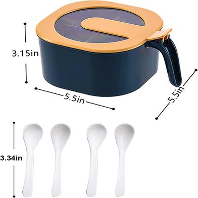 4 In 1 Partition Kitchen Seasoning Box Masala Box Set 4 Grid Portion Spice Jar Container Square Pepper Pot Box Spice Rack Kitchen Storage 4 Compartments Salt Box Achar Jar Dry Fruits Box Soup Spices