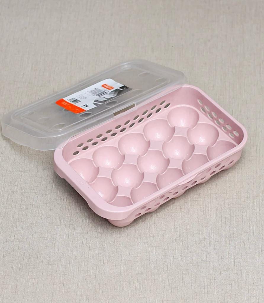Egg Store Up Box Storage Tray 15 Slots Container Eggs Holder With Lid Cover For Refrigerator Fridge Kitchen Eggs Box Holder Tray With Lid - (Color: Multicolor)