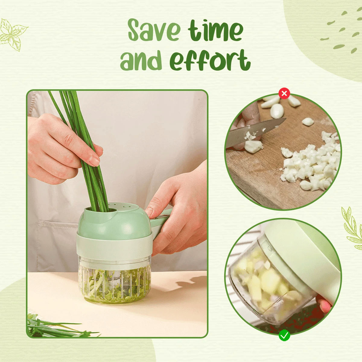 Rechargeable 4 In 1 Handheld Vegetable Cutter